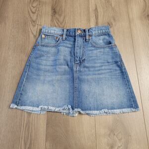 Madewell Skirt Women 24 Blue Stretch High Rise Distressed Denim Stretch A Line